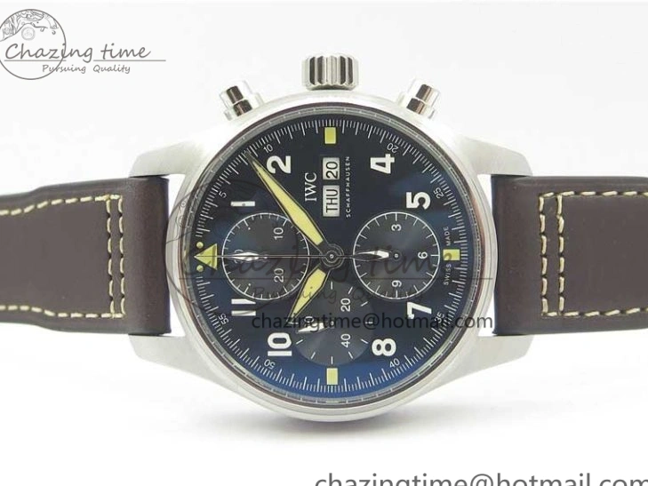 MIROTIME 1221 Pilot Chrono Spitfire IW387903 SS ZF 1:1 Best Edition Black Dial on Brown Leather Strap A OdorResistant 7127